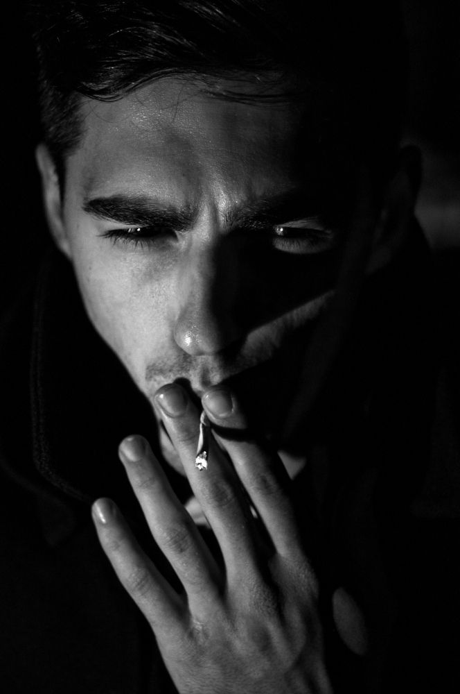 smoking in the dark portrait