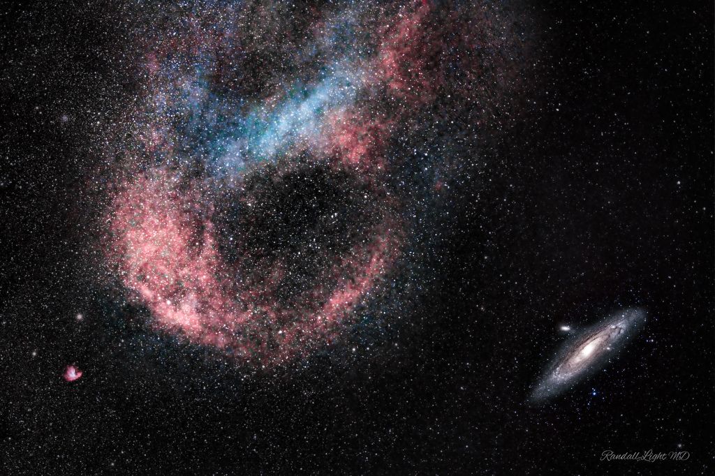 ANDROMEDA GALAXY, M31  AND EMISSION NEBULA SIVAN 2