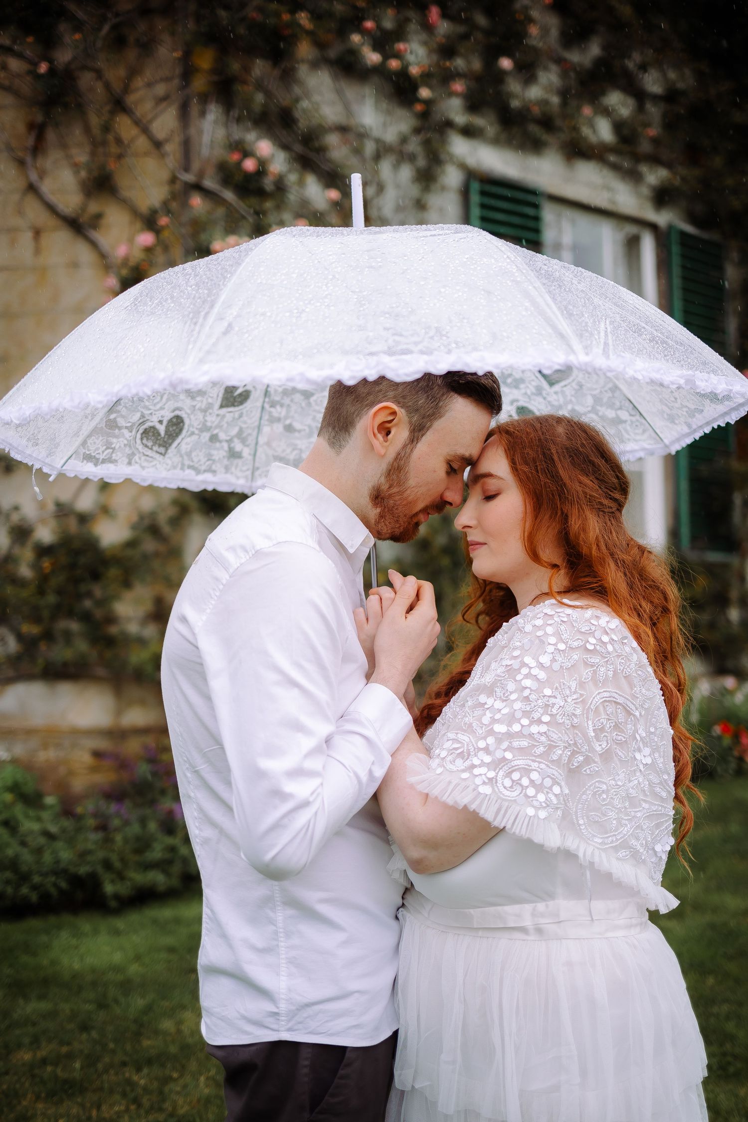 couple portrait rainy day Cumbria wedding photographer