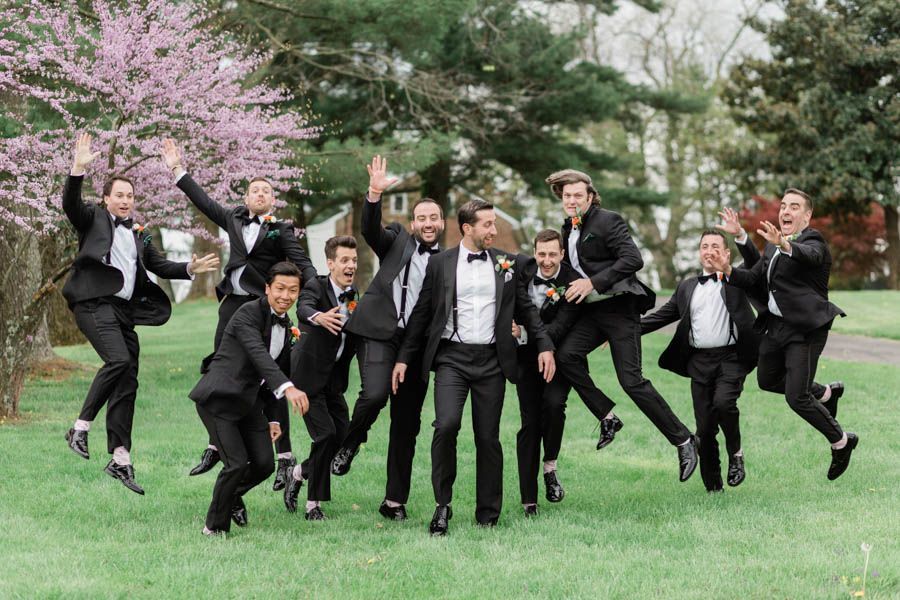 Funny Photo of Groom and Groomsmen Glenlary Estate Lexington Kentucky