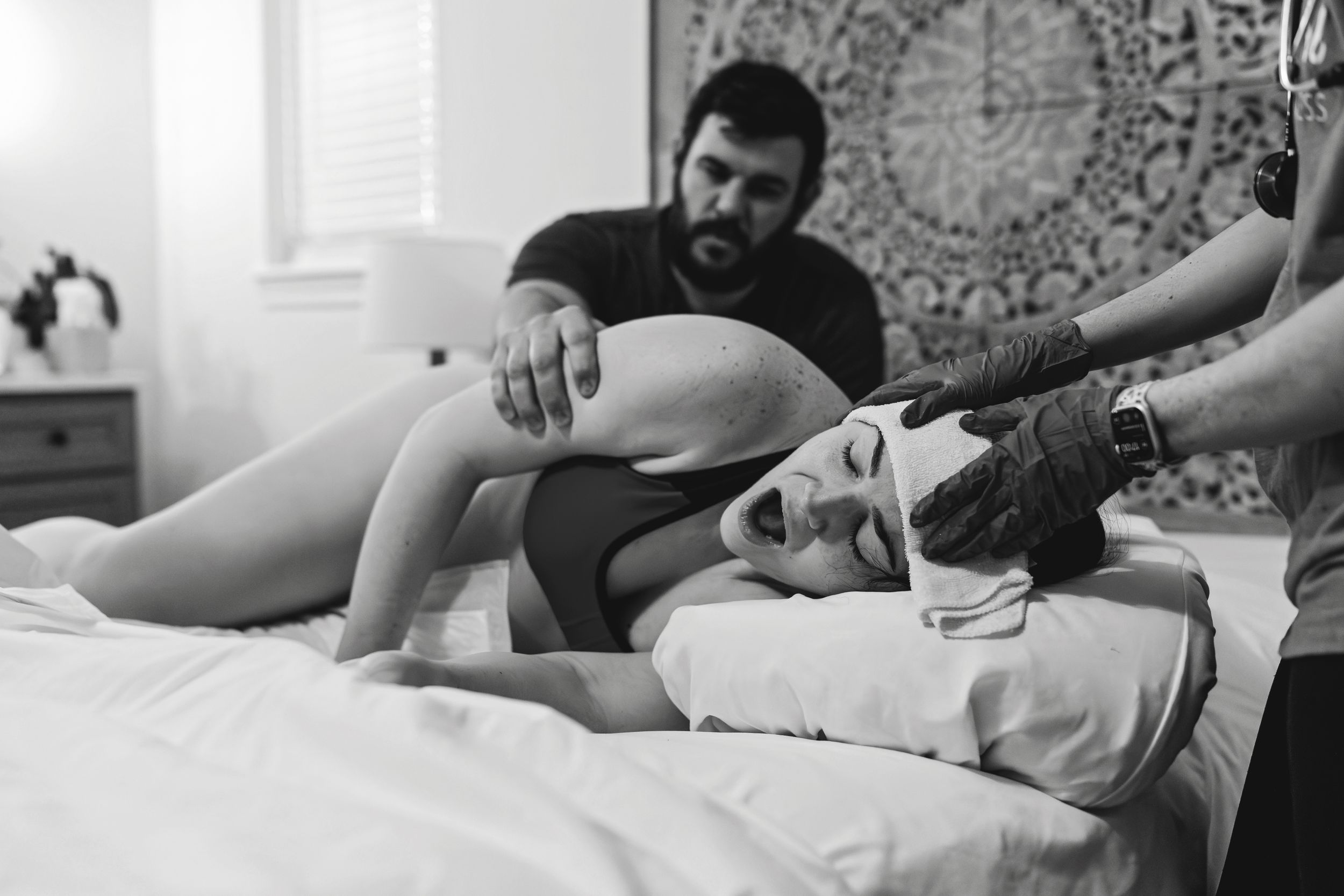 Woman in labor at Breath Birth and Wellness in Tulsa,OK