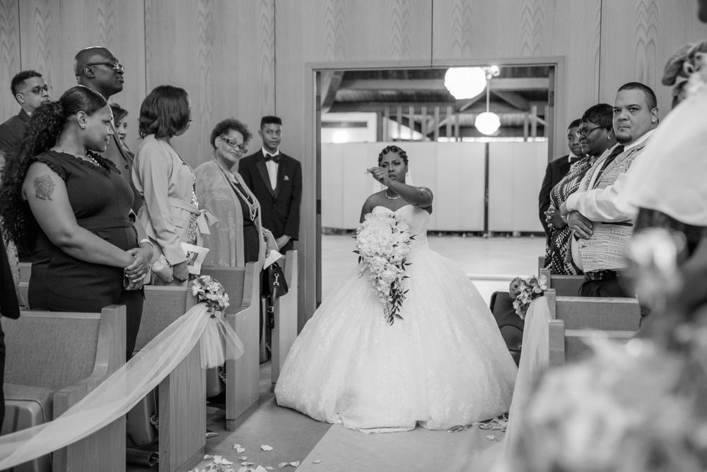 bride walks down the aisle