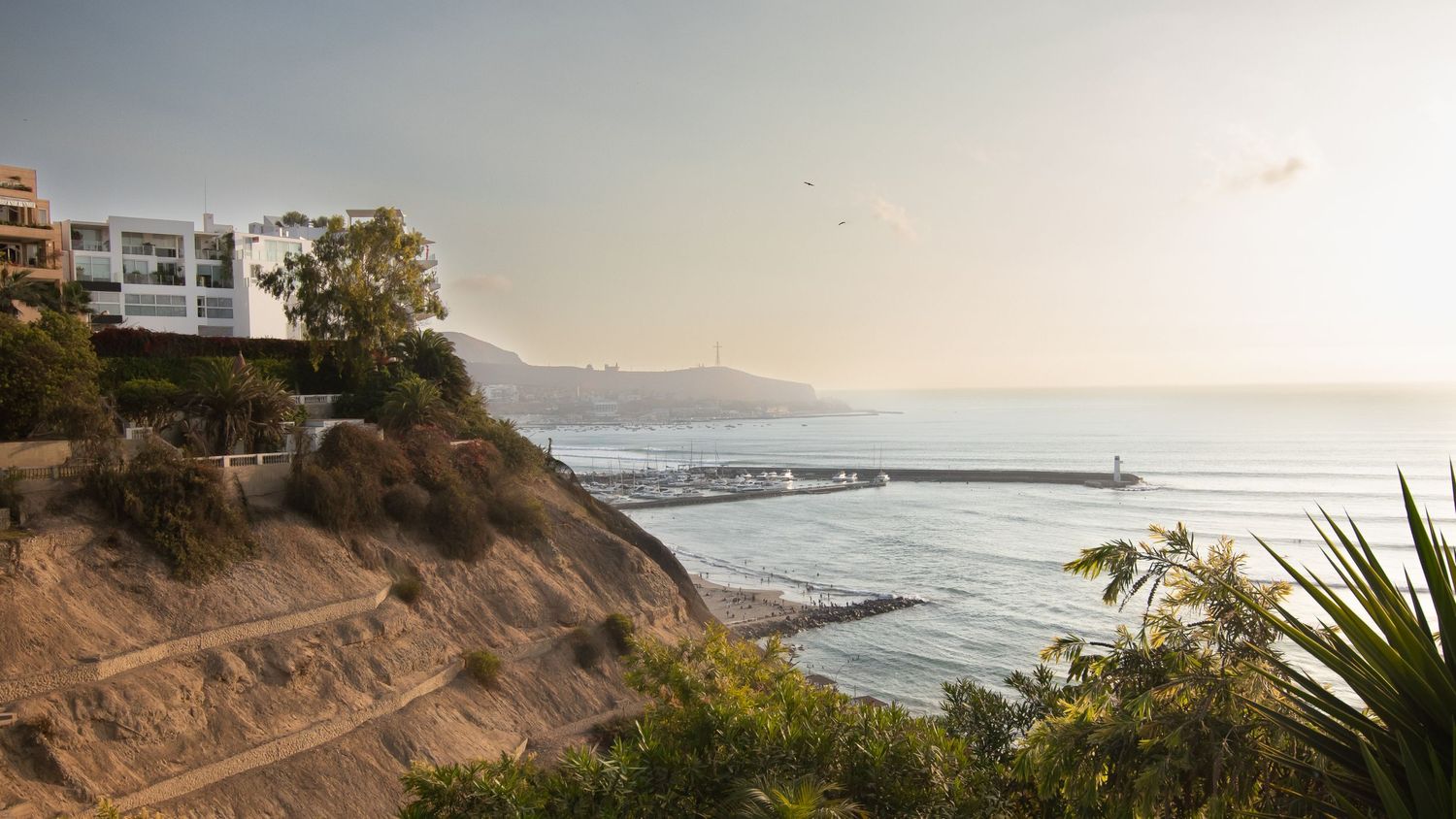 Sunset by the water near Miraflores, Lima, Peru