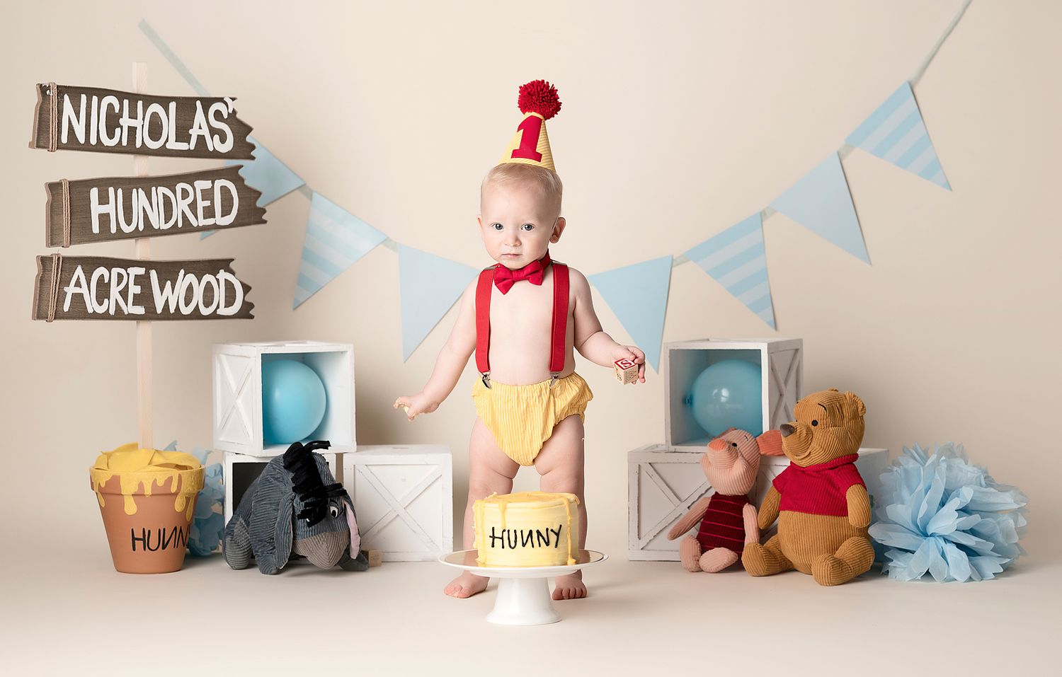 Winnie the Poo themed cake smash