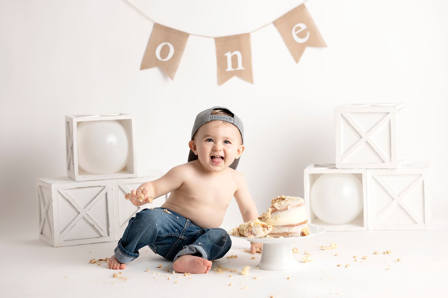 White and blue styled birthday session
