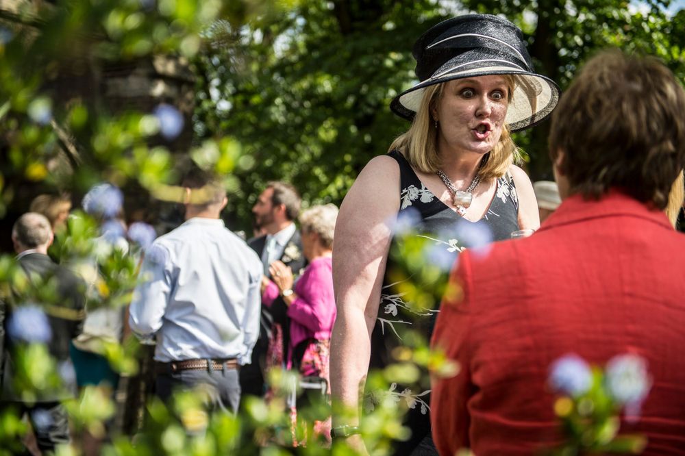 wedding guests outside st stephens church Hampstead
