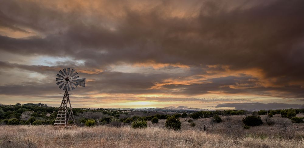 Windmill and prairie in Tolar, Texas near Fort Worth
