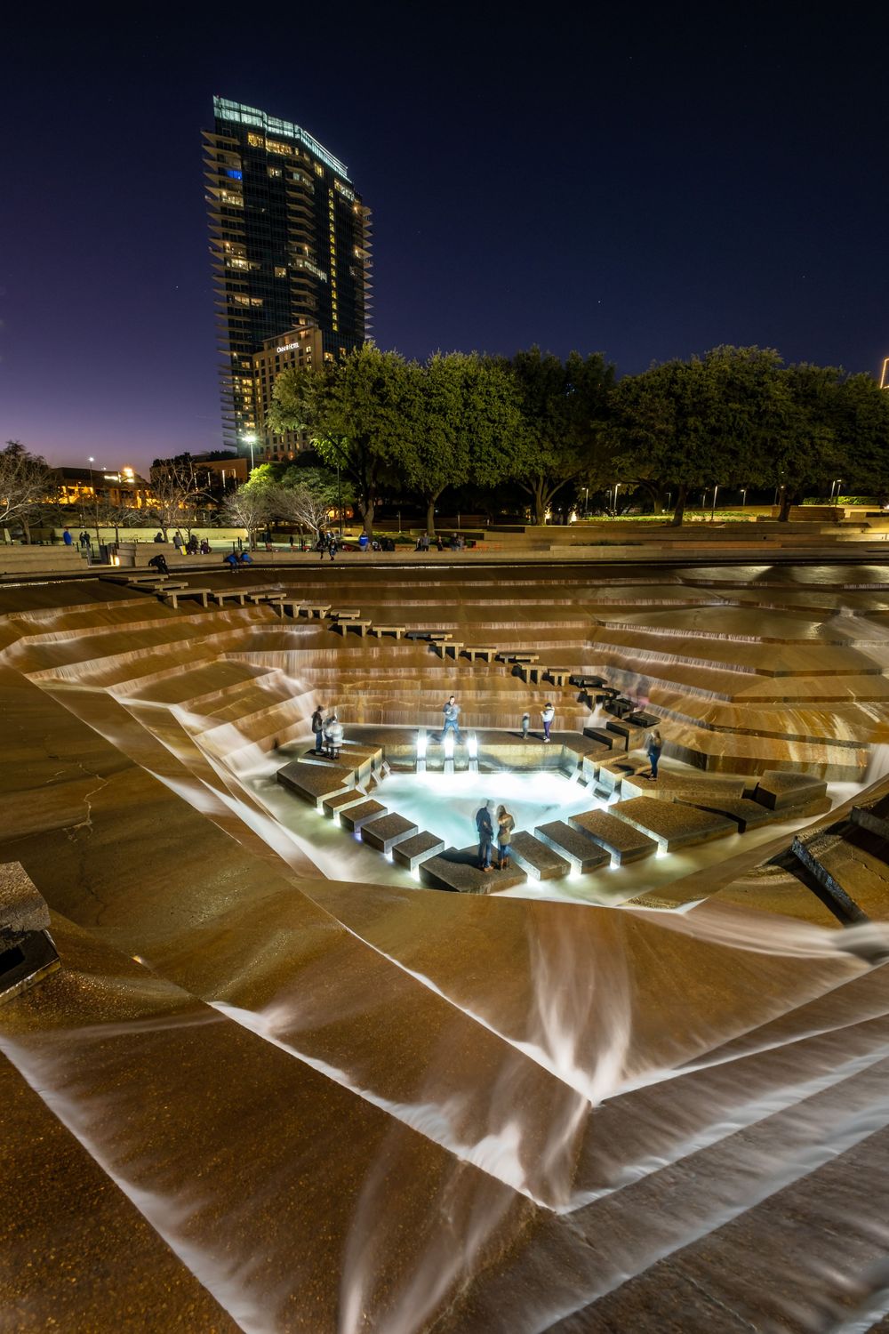 Water Gardens at dusk in Fort Worth, Texas