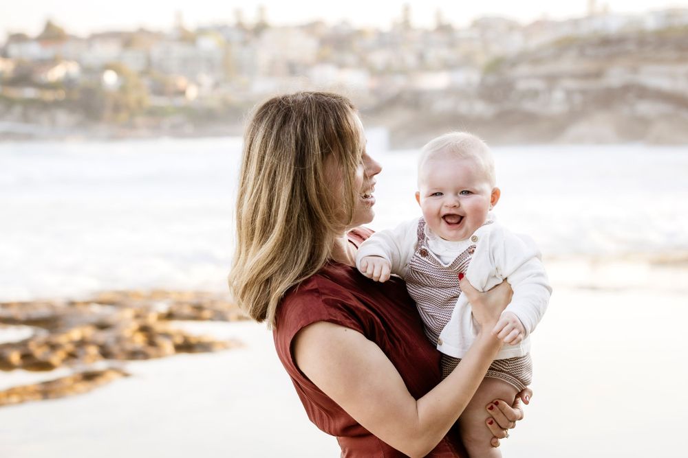 outdoor baby milestone session at Shelly beach