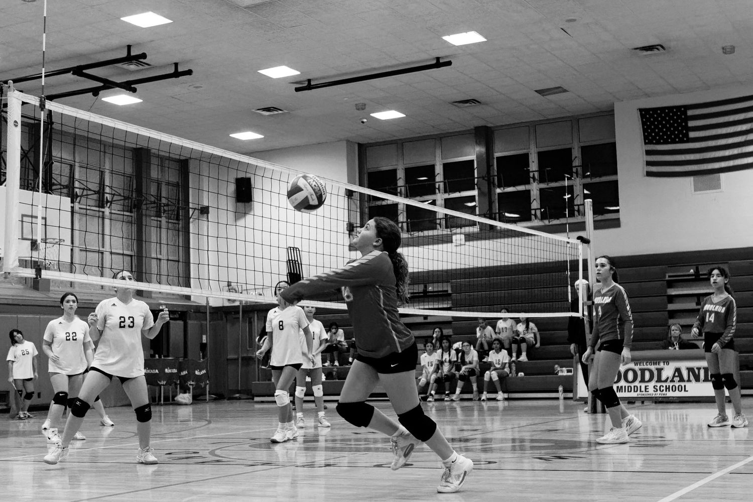 Middle school volleyball action shot