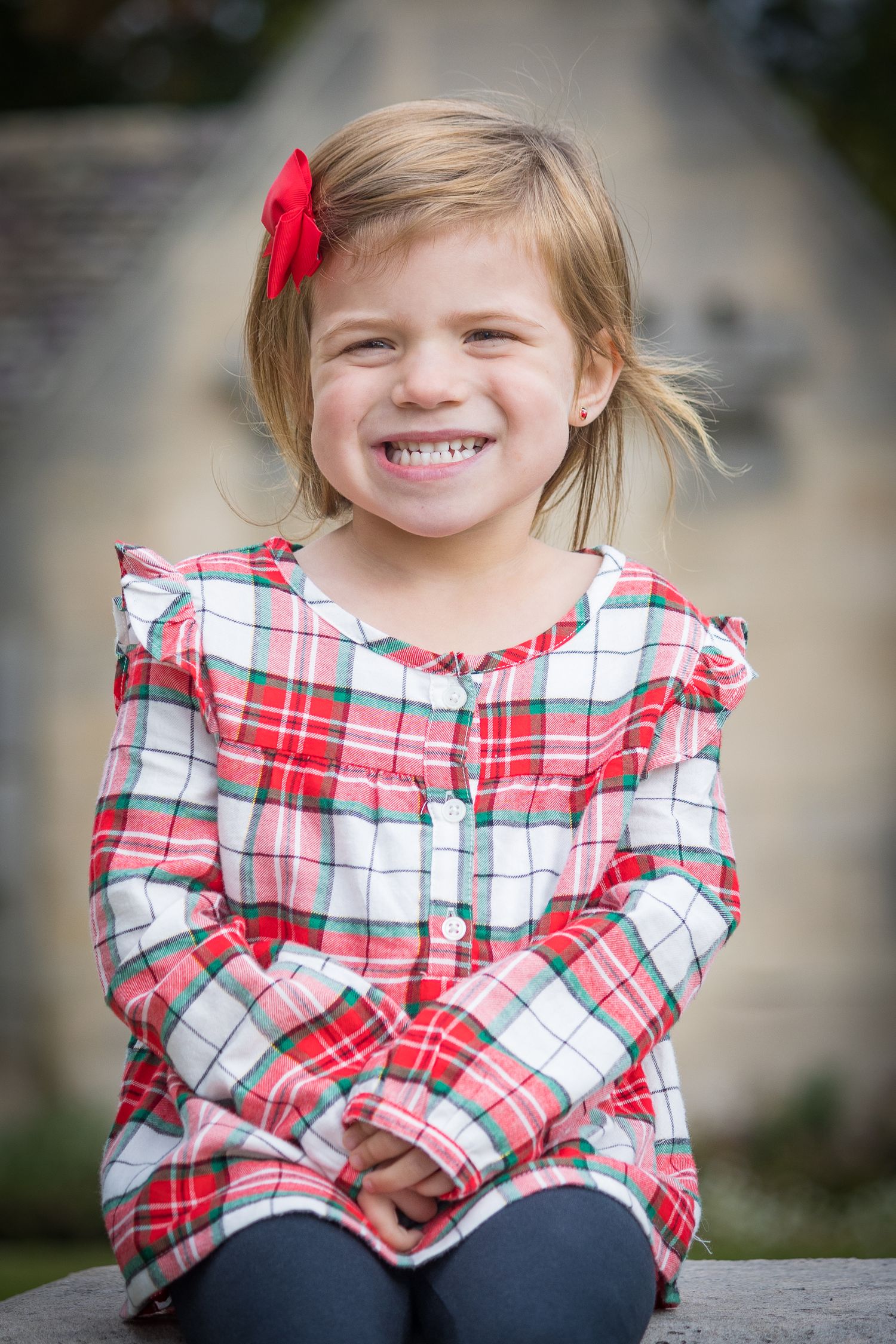 A picture perfect girl dressed in holiday clothes