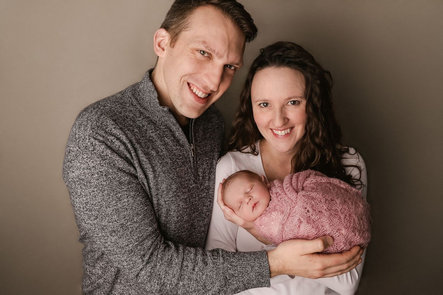newborn portrait of baby girl with parents
