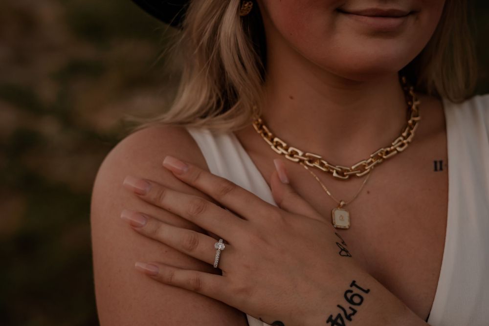 elegant engagement ring detail shot