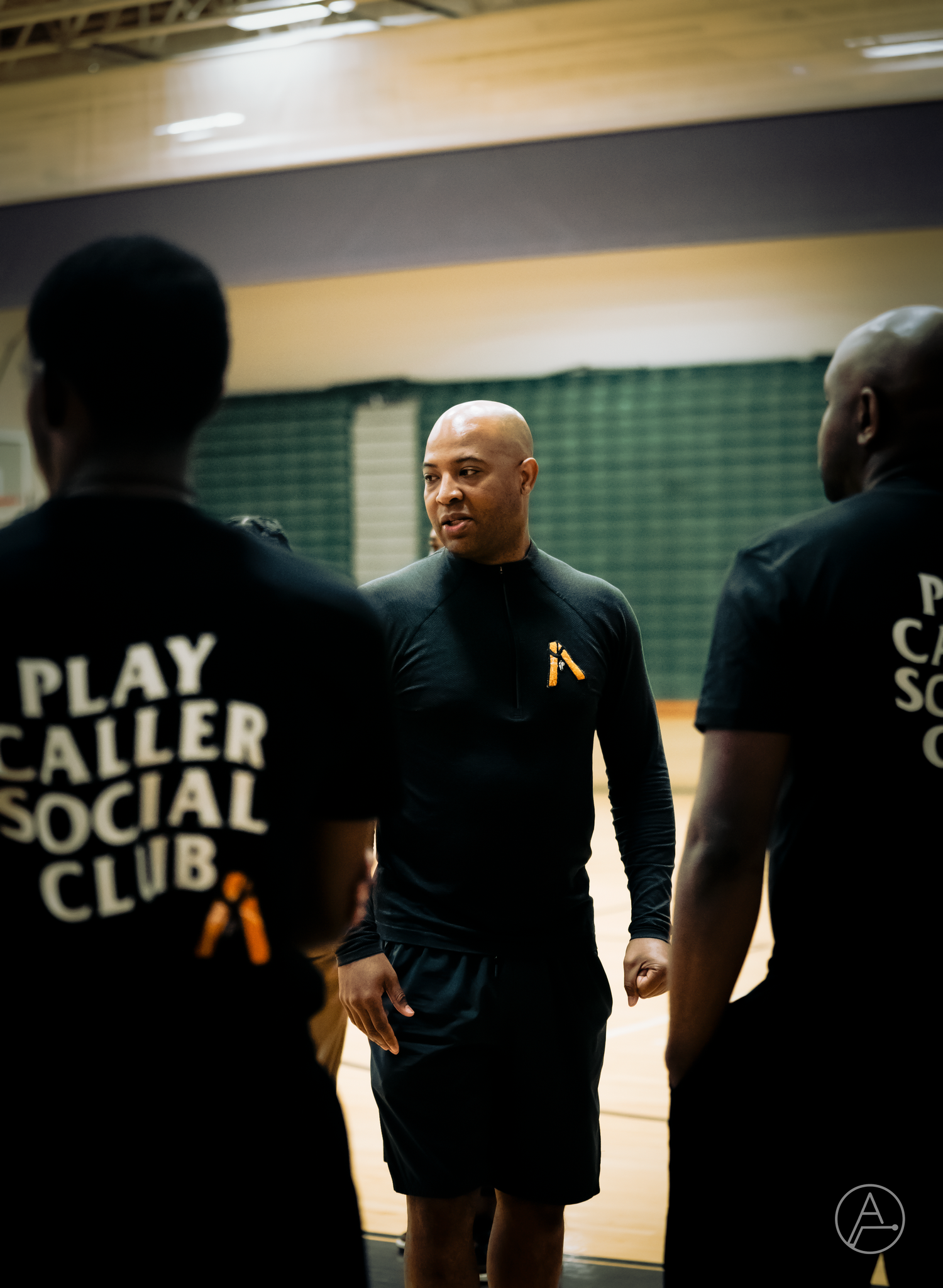 A picture of a referee at a basketball camp
