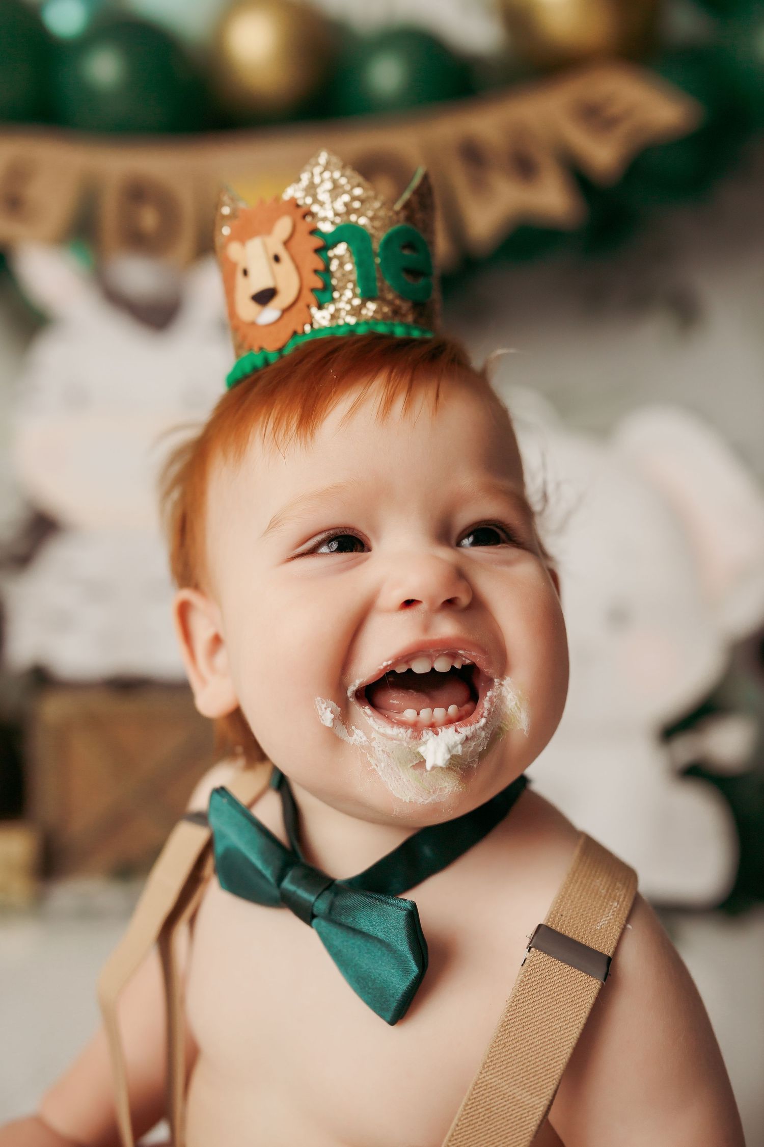 Tulsa cake smash photographer baby boy wild one theme cake smash