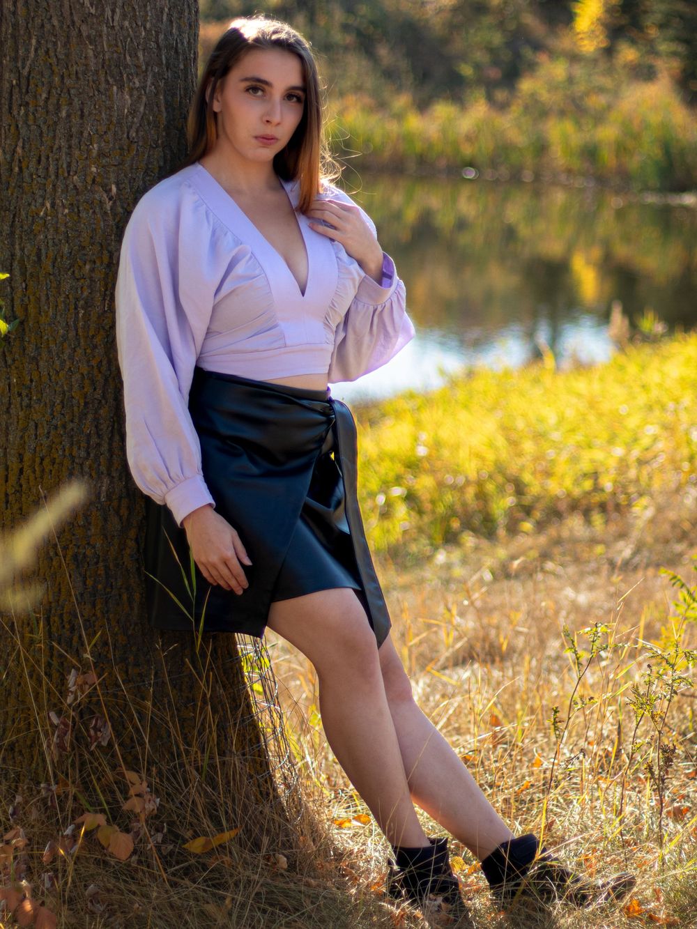 Fall Fashion near a lake during golden hour, Edmonton, Alberta, Canada