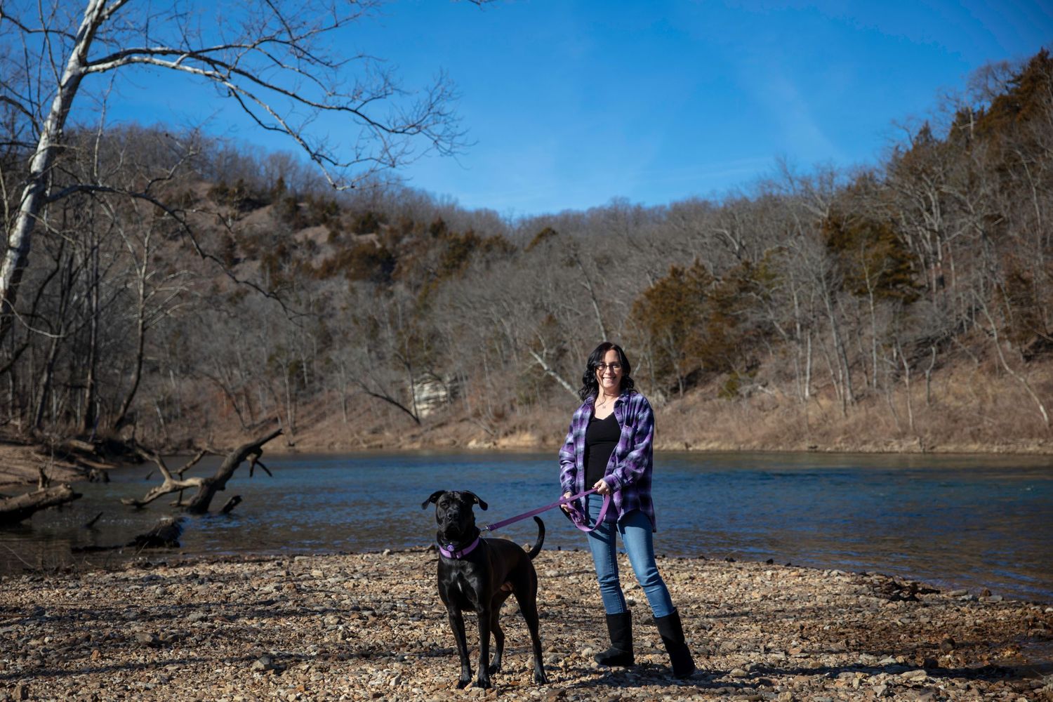 Ozarks landscape scene used as portrait backdrop on the Eleven Point River — Laura Simpson