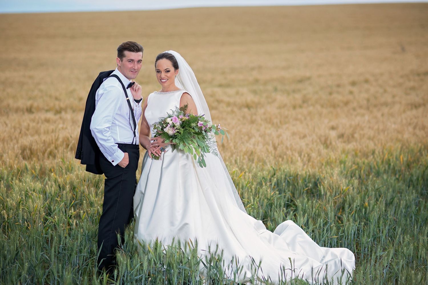 bride and groom at Rose Dew Farm