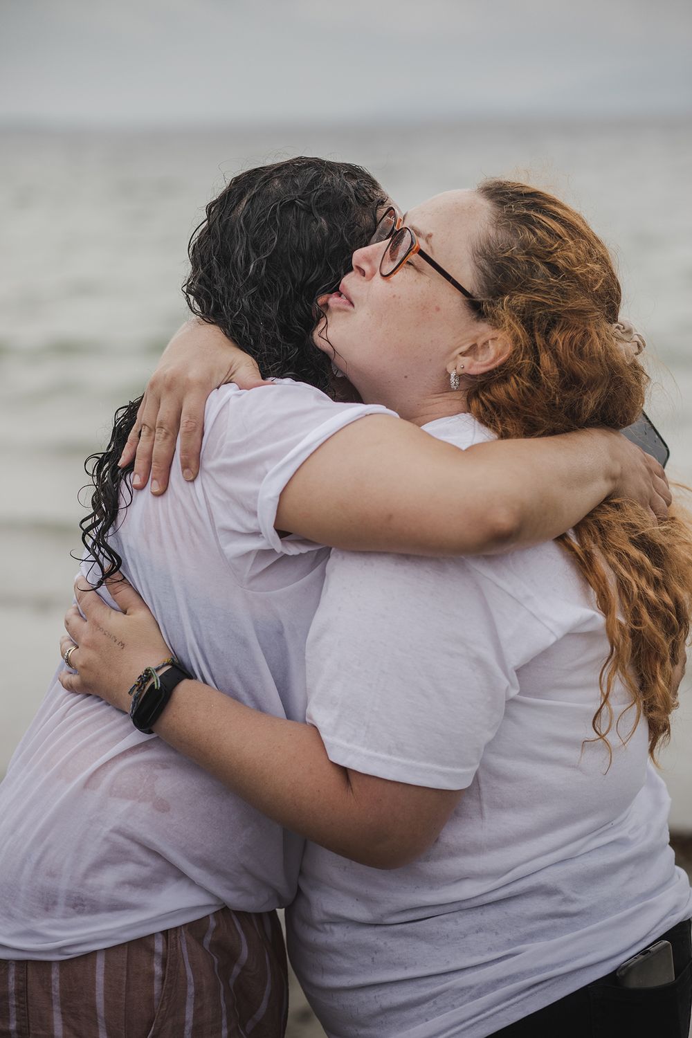 two woman hugging
