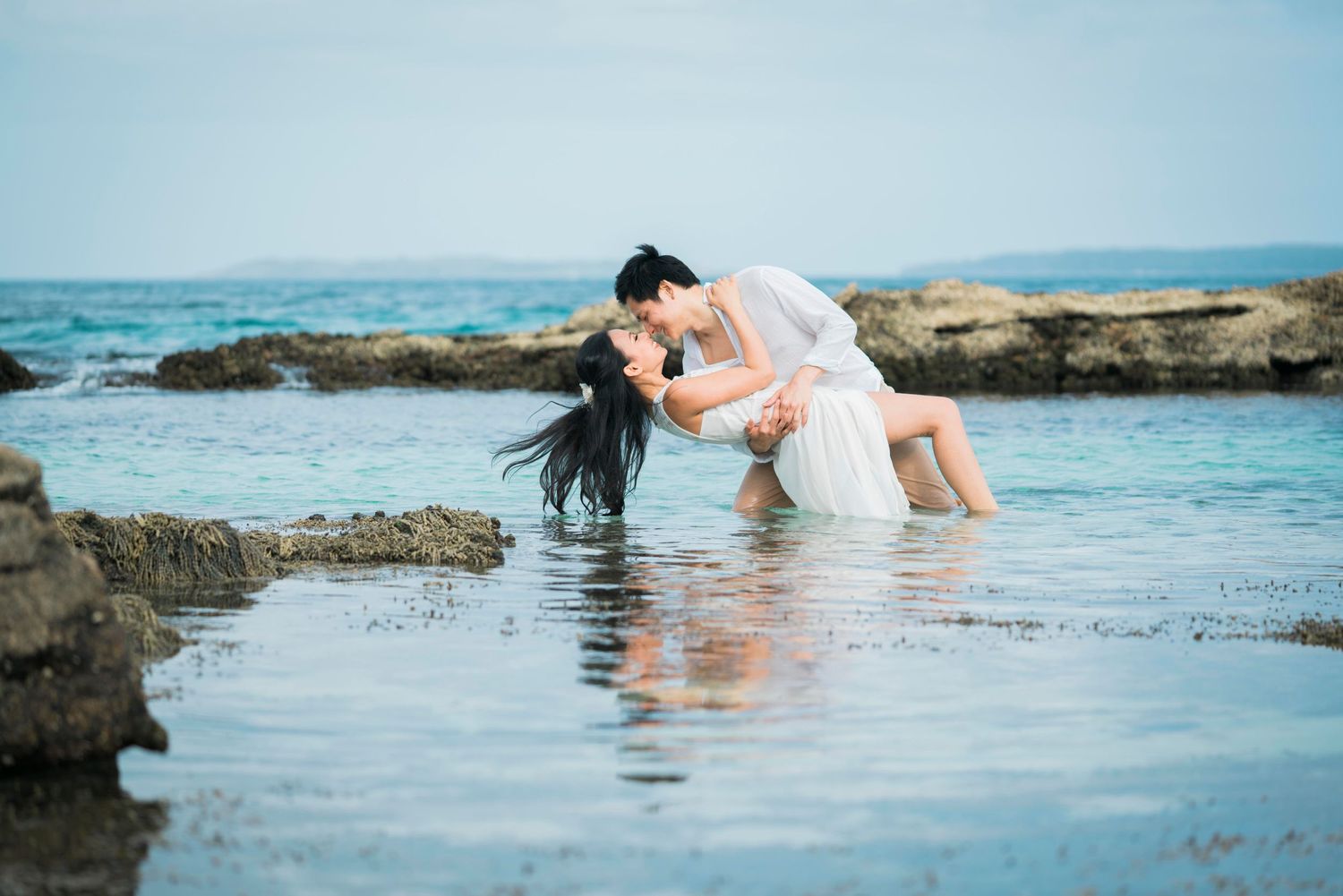 Fun and amazing prewedding shoot at crystal clear Jarvis Bay beach