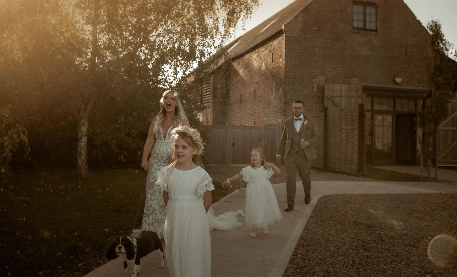 family on wedding day