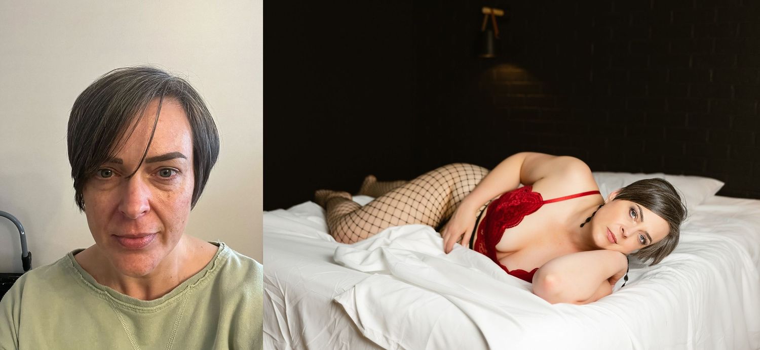 Shocking before and after for a boudoir session. Greenville SC Boudoir, Easley SC Boudoir, Upstate SC boudoir