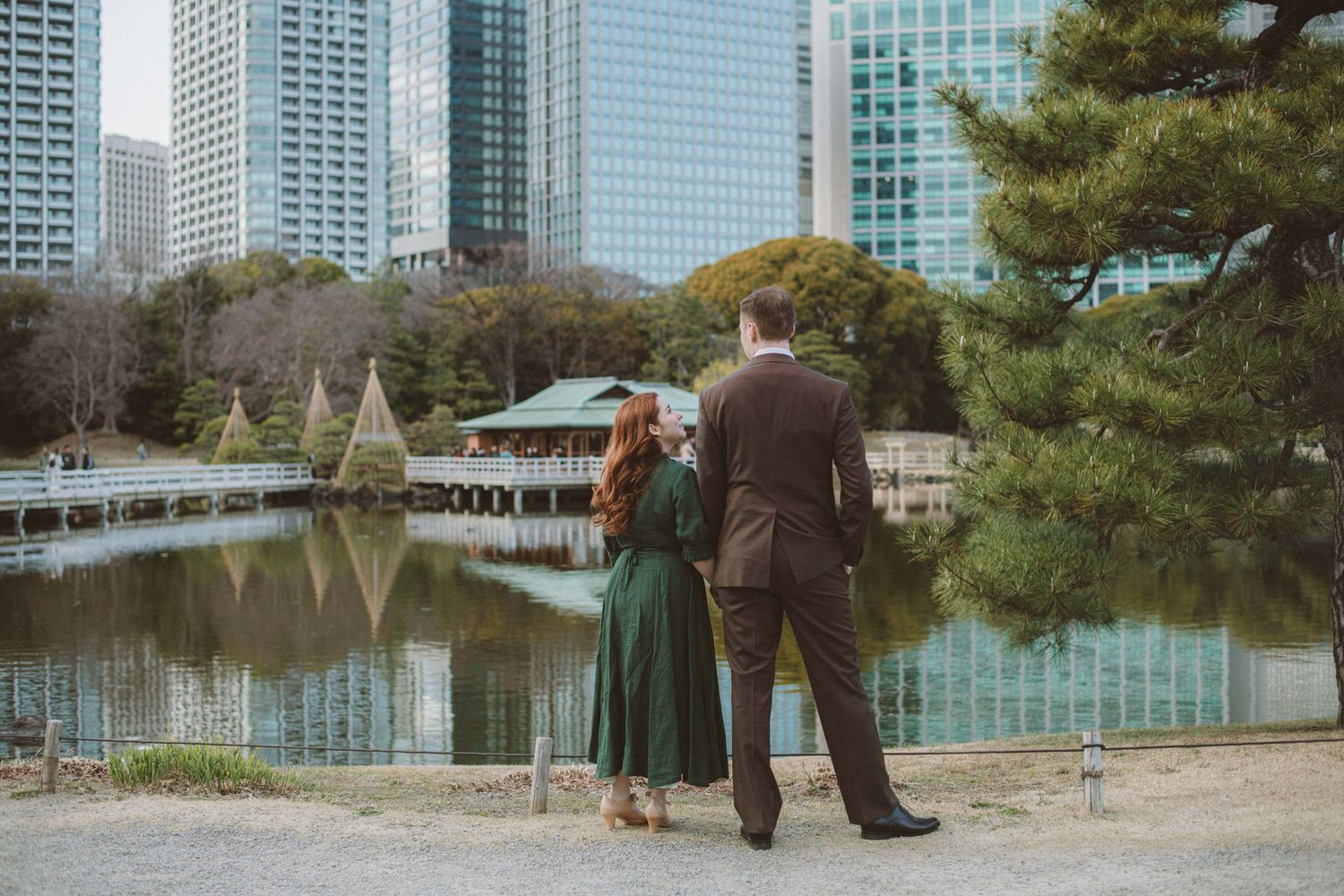 Couple celebrating their wedding in Tokyo