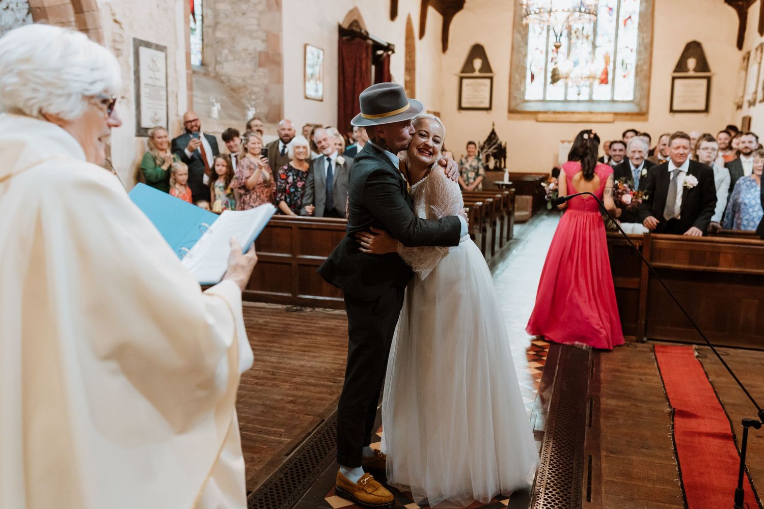 Church wedding in Montgomery, Powys