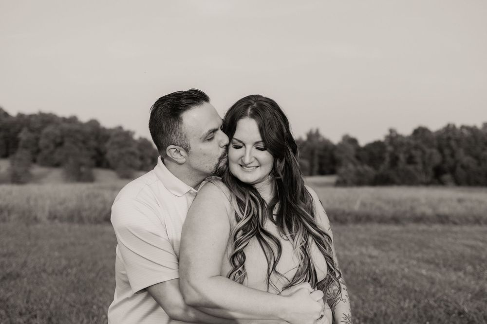 black and white couple engagement photo