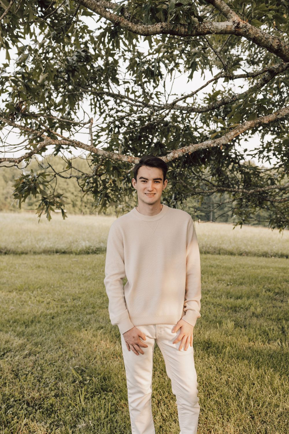 son portrait under oak tree