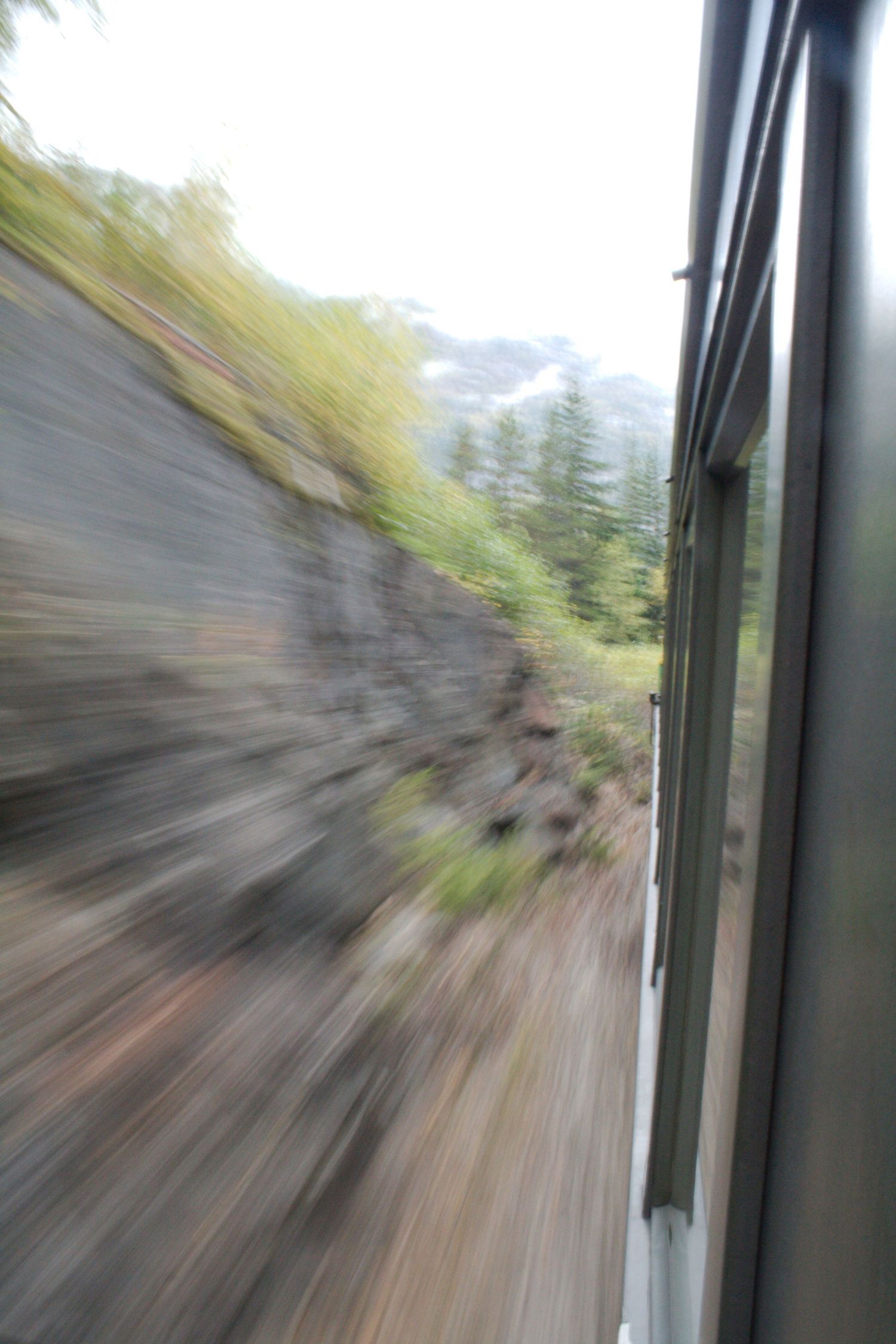 Blurred image showing a train in Motion, Alaska