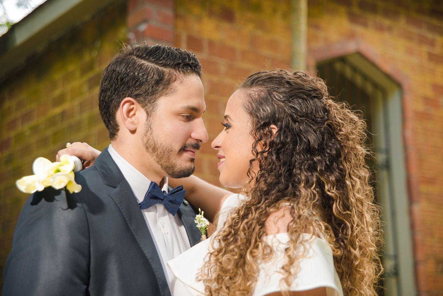 romantic looking wedding couple photography