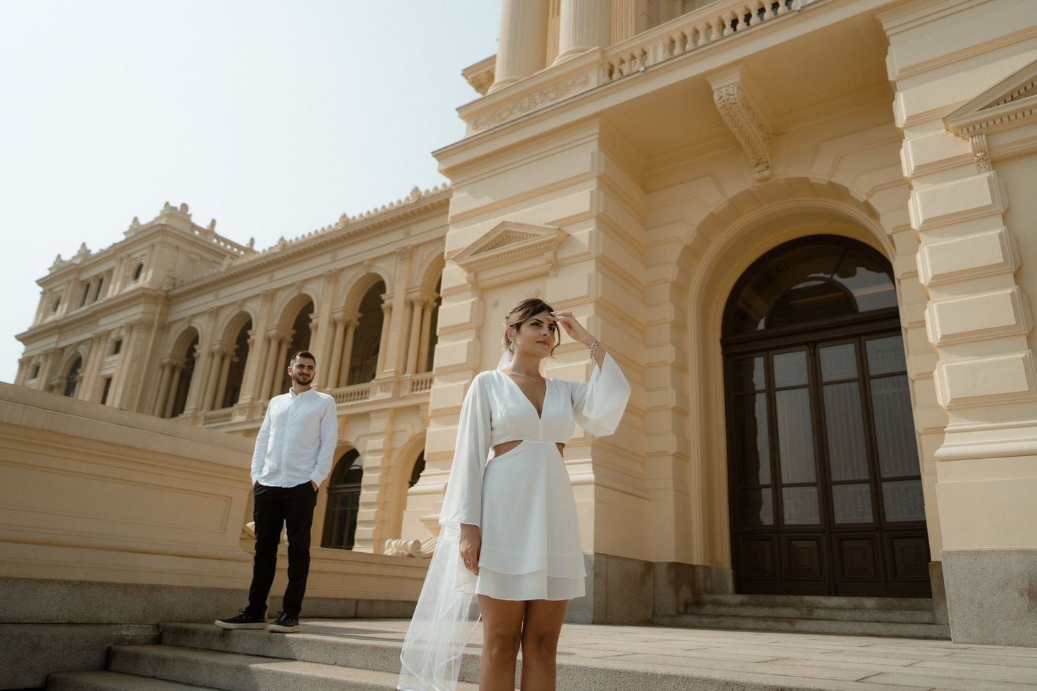 pre-wedding, ensaio de casal, ensaio no museu do Ipiranga, ensaio urbano, ensaio pré-casamento