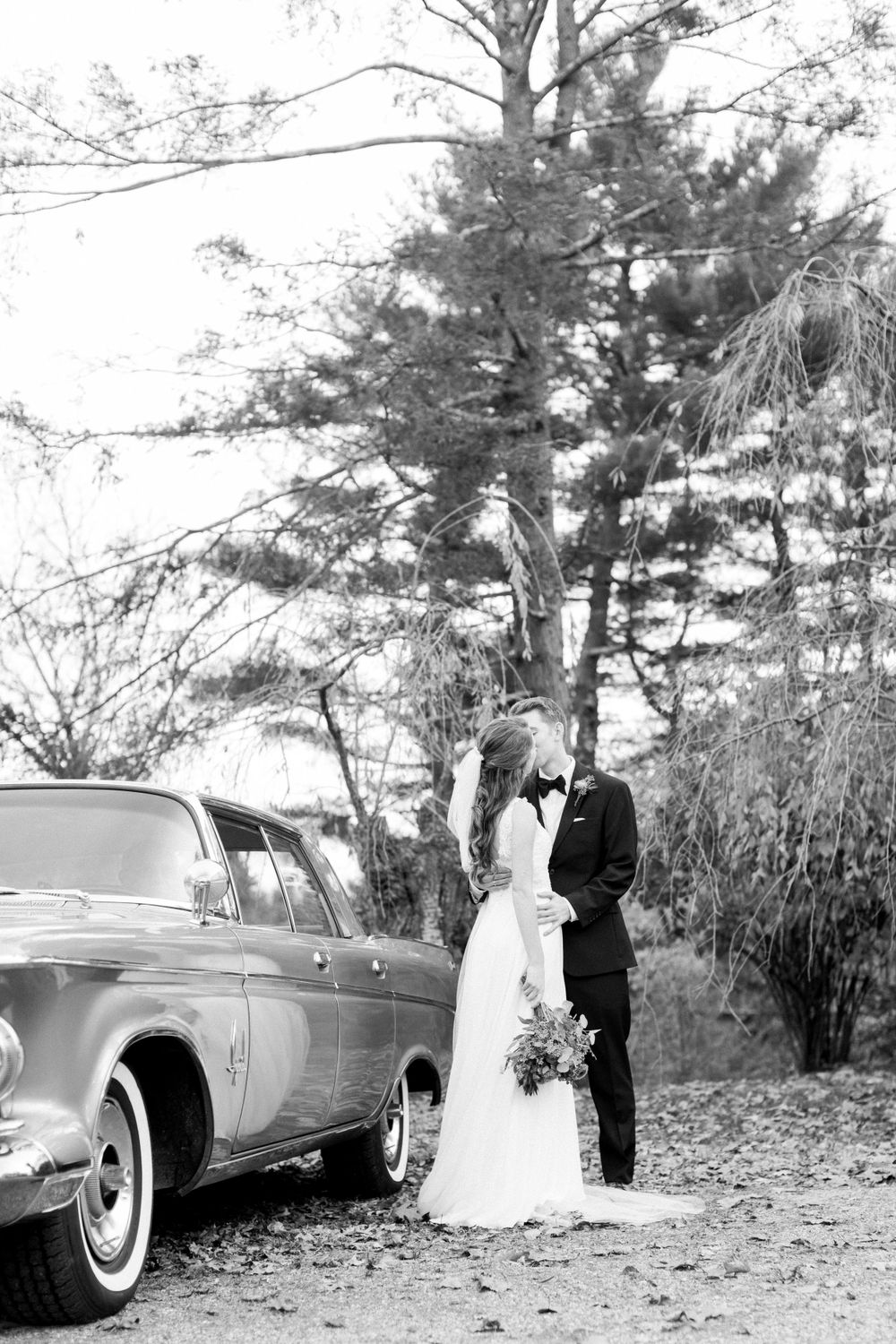 Romantic Wedding Couple Kissing in Boston