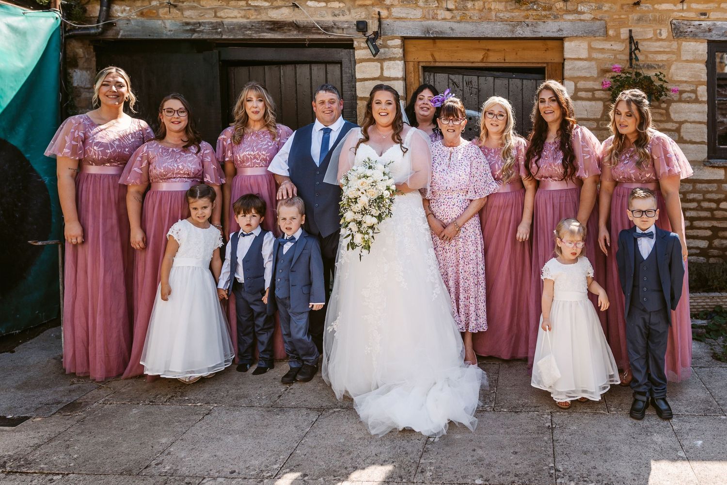 Bride with bridal party before leaving for ceremony