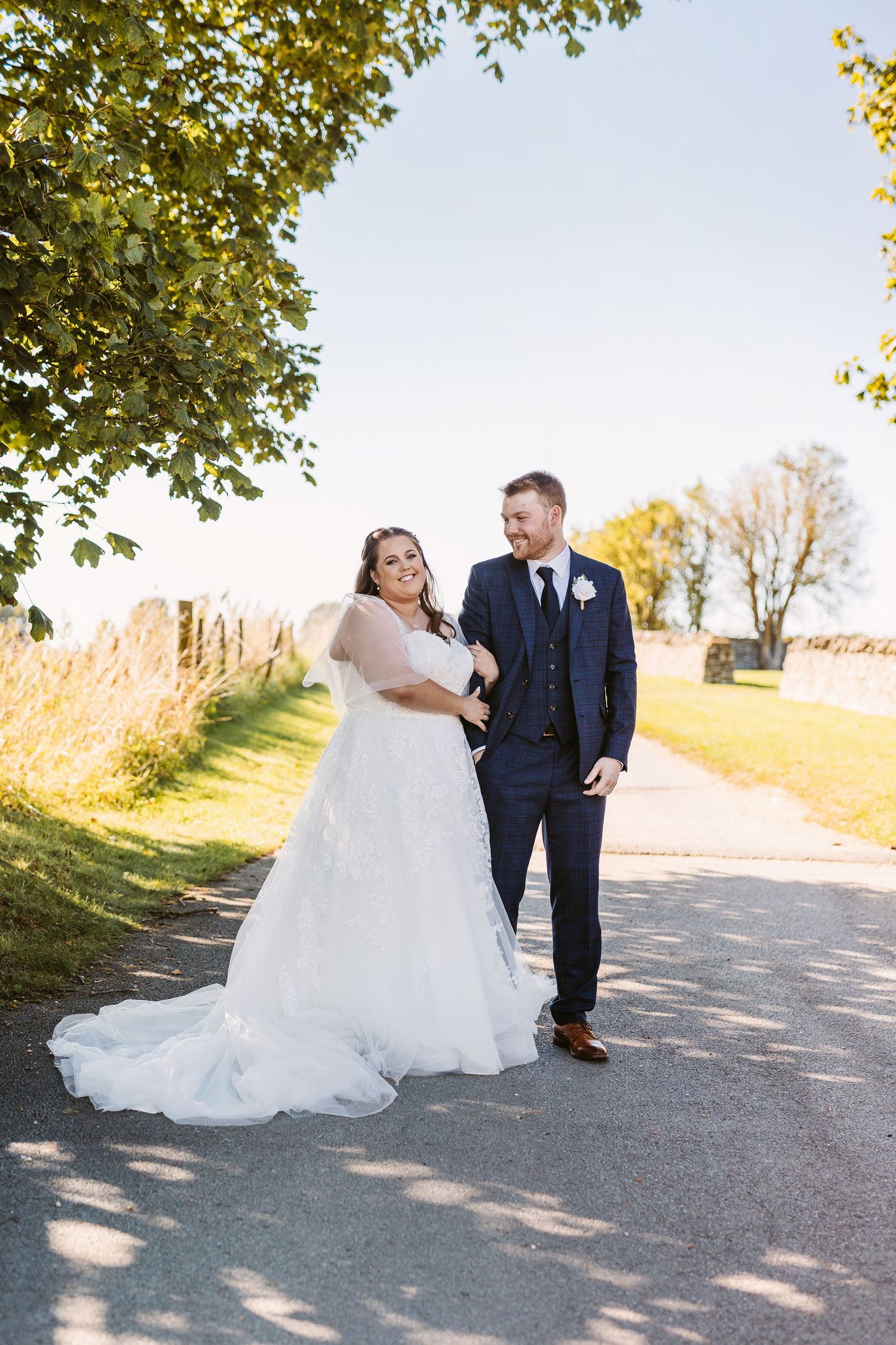 Bride and Groom portrait of beautiful couple at Stone Barn wedding venue