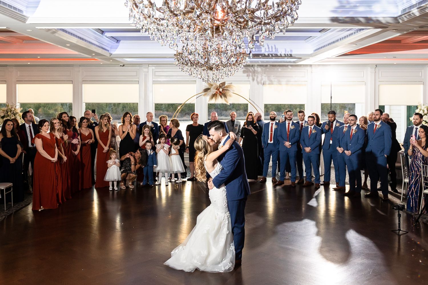 Bride and Groom First Dance Kiss - Wedding Reception Photos - The Mill Lakeside Manor - Lynn Monaco Photography - NJ