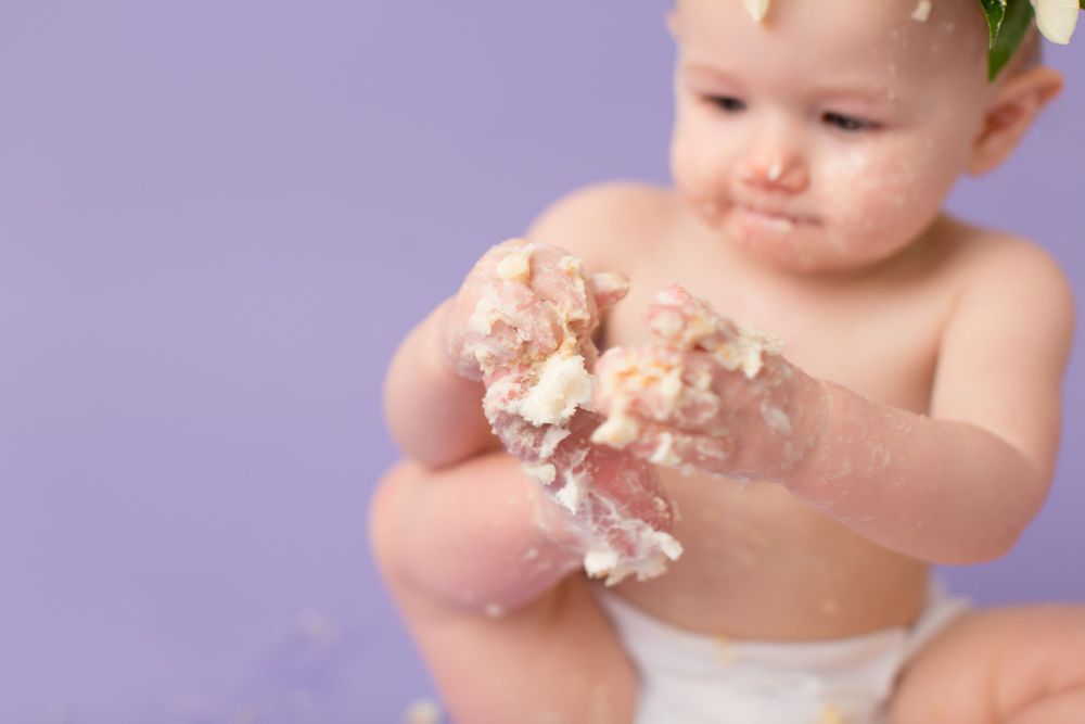 studio cake smash photo baby