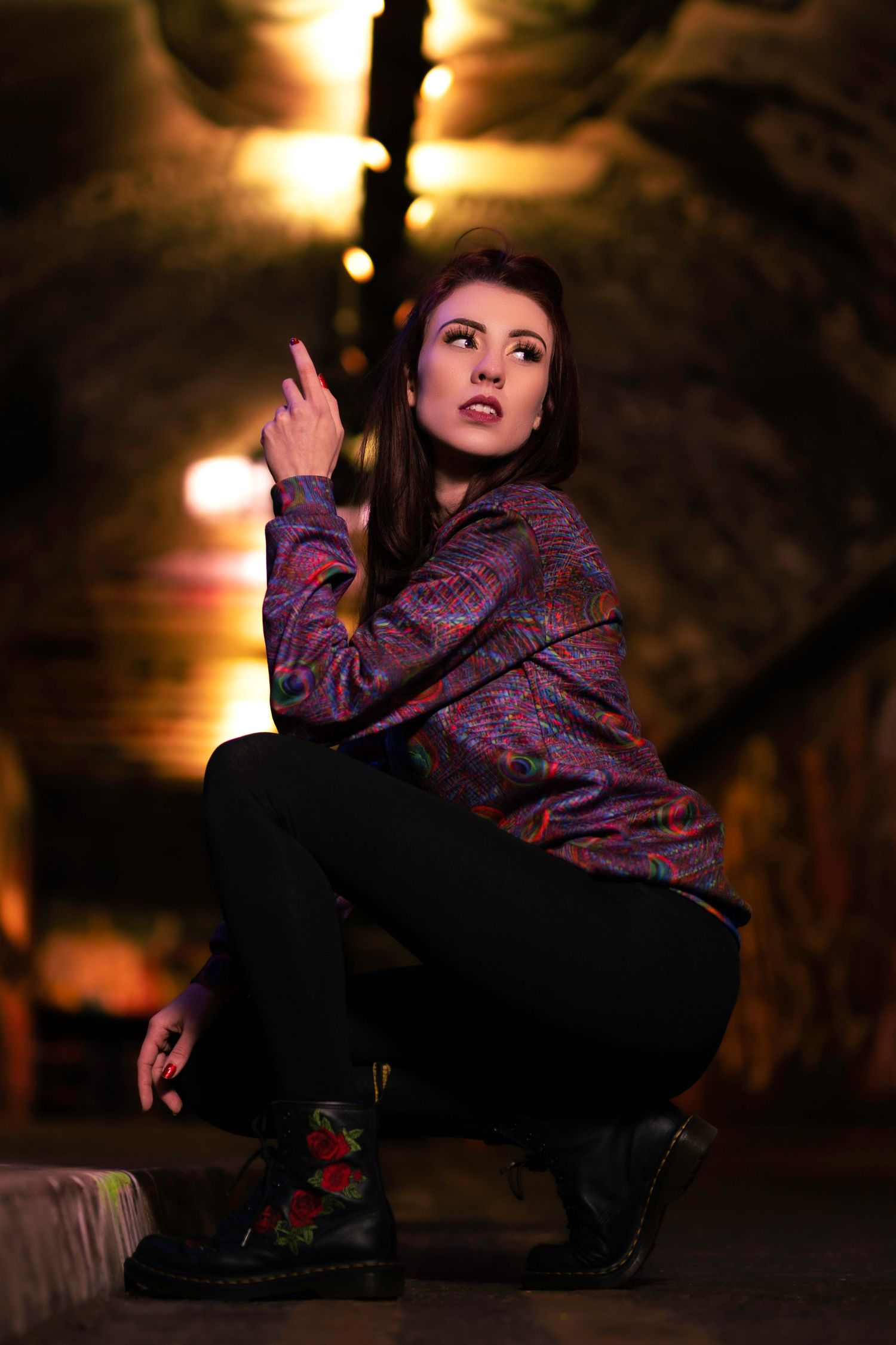 Jamie Lee creations photoshoot Leake street Graffiti tunnel neon lights OC Flash portraits by Kush Rattan Photography