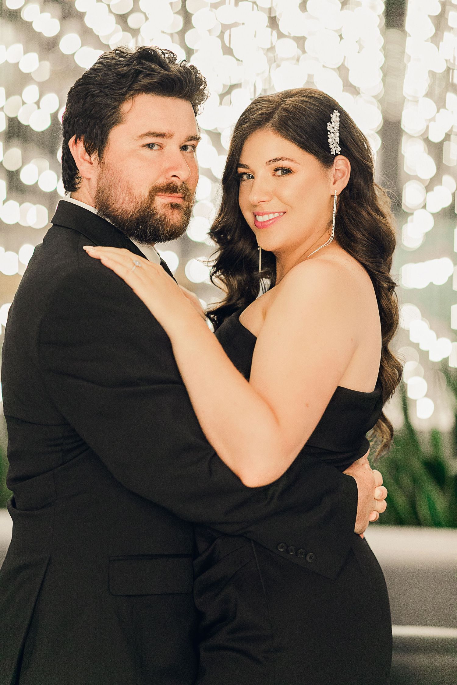 Luxury engagement session couple wearing black dress at Knoxville TN photography