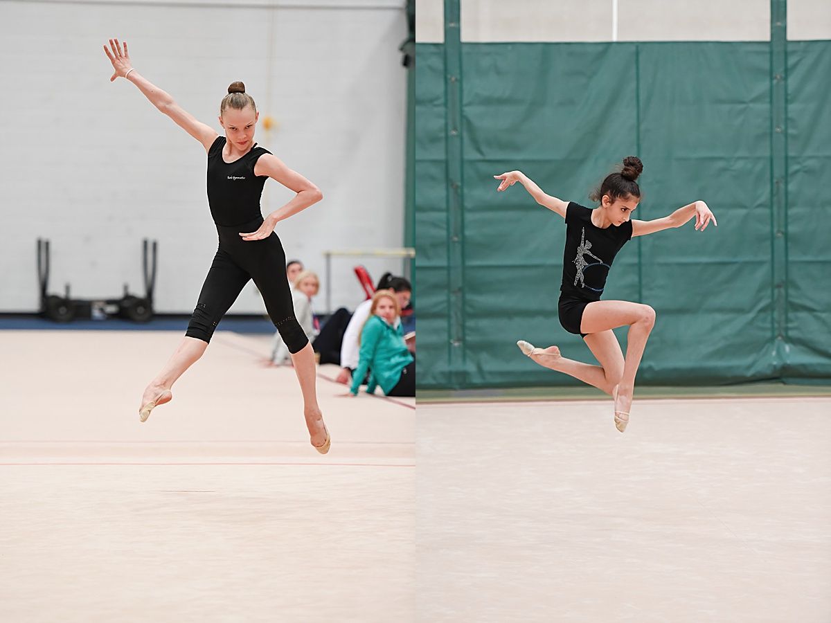 Expressive rhythmic gymnasts jump at Olympic Training Center