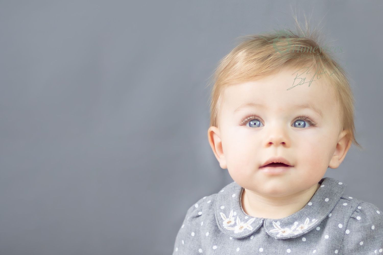 blue eyes toddler having a sitter session photo shoot cute smile blond hair