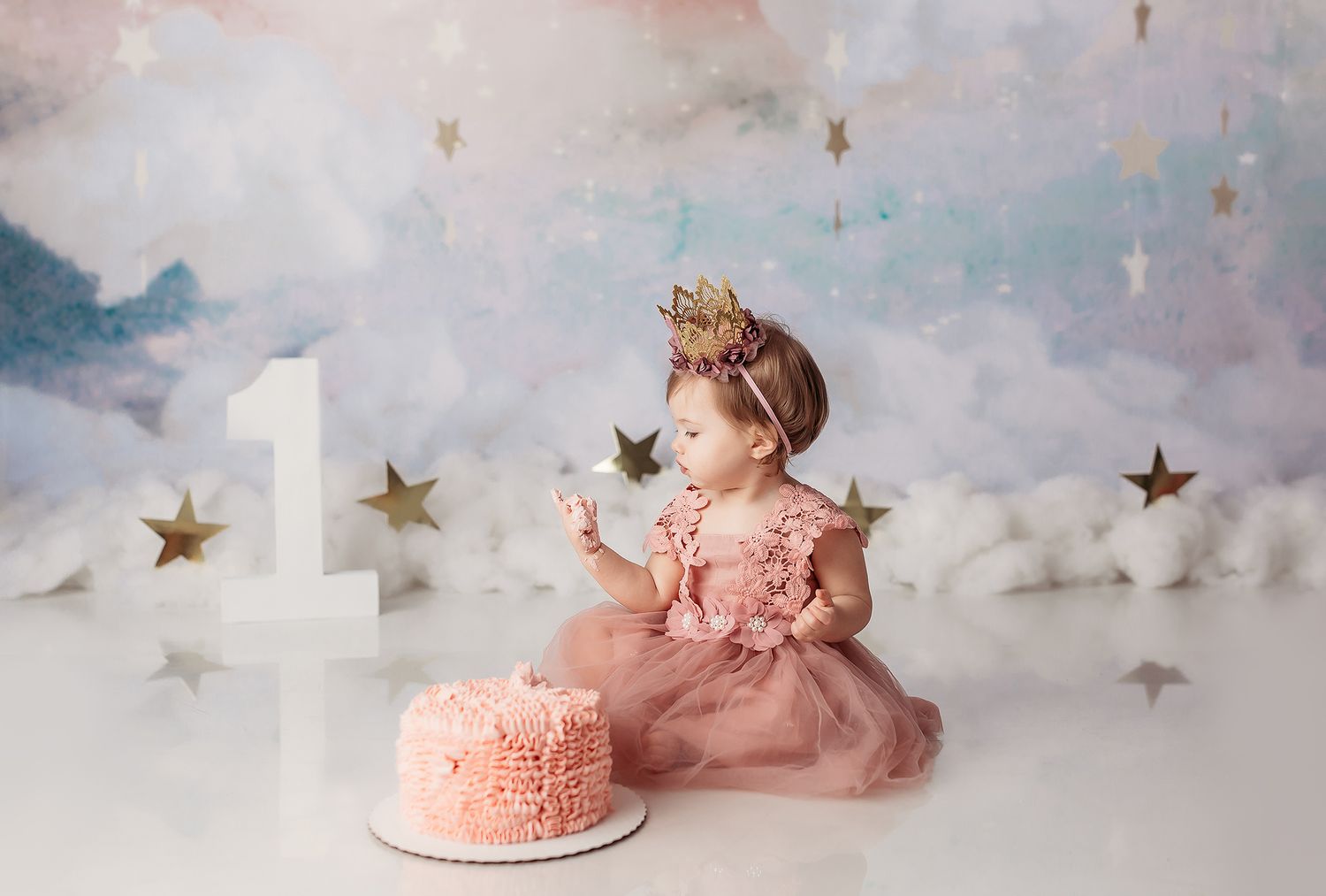 Rainbow sky cake smash