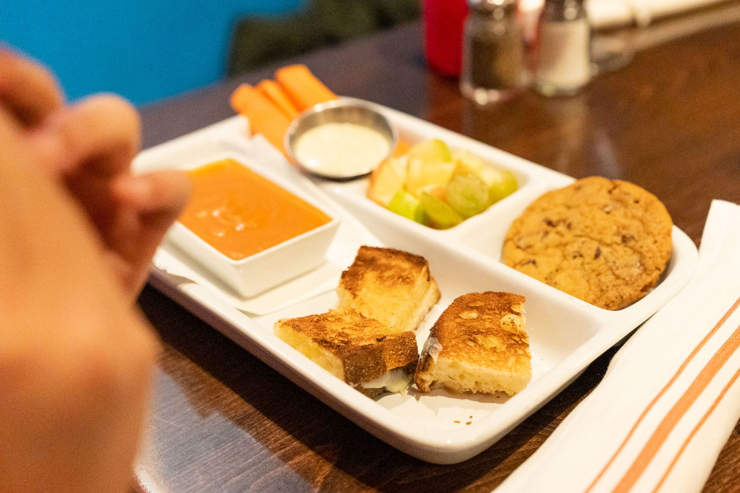 Kids TV dinner at Pomegranate Bistro in Redmond.