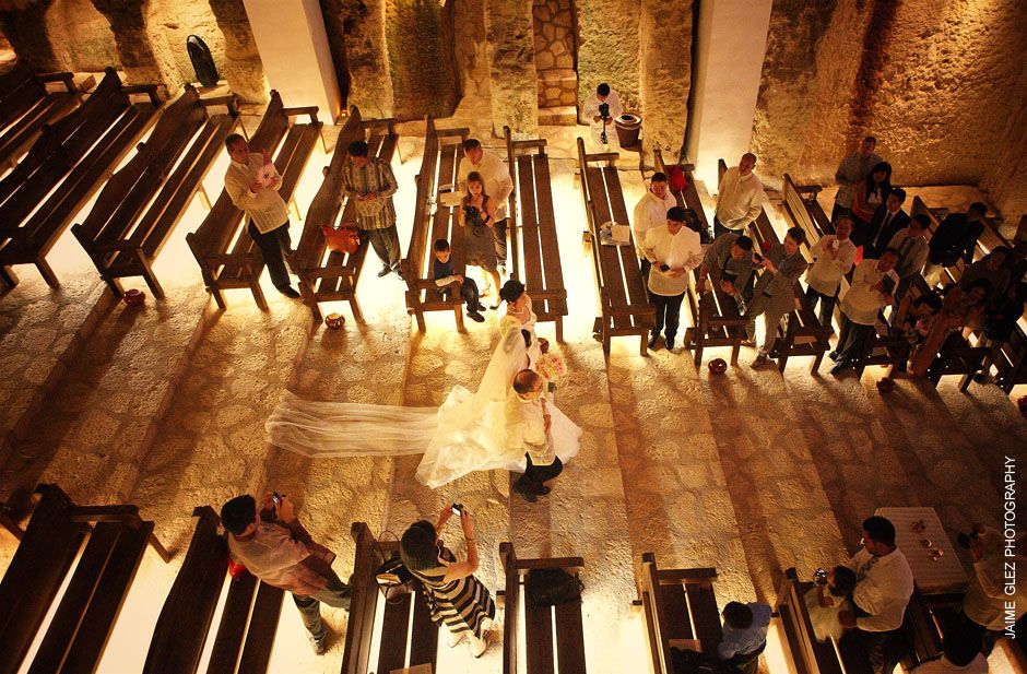 aerial view of Xcaret wedding chapel