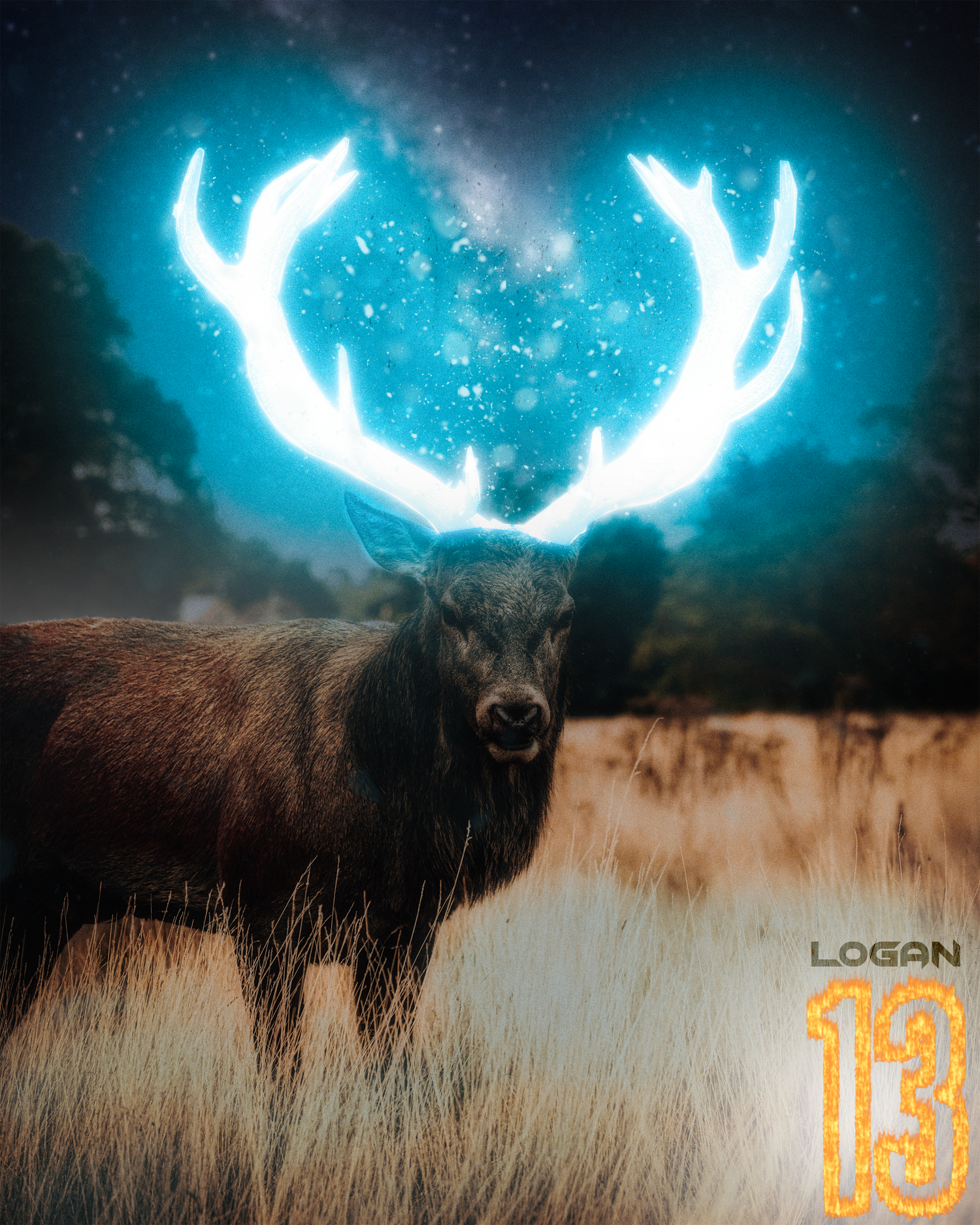 glowing deer antlers composite