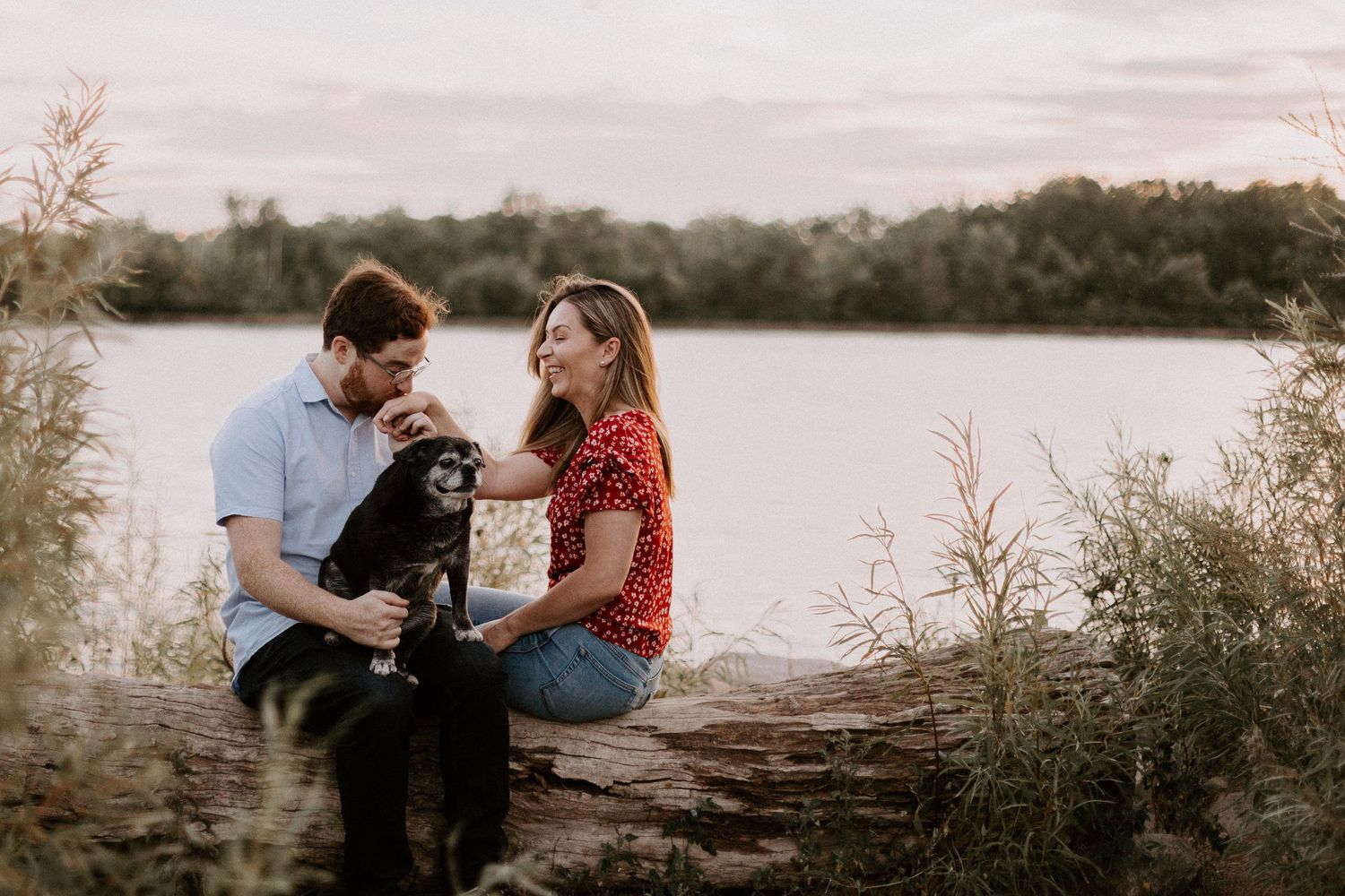 toronto engagement session photography cherry beach candid with dog