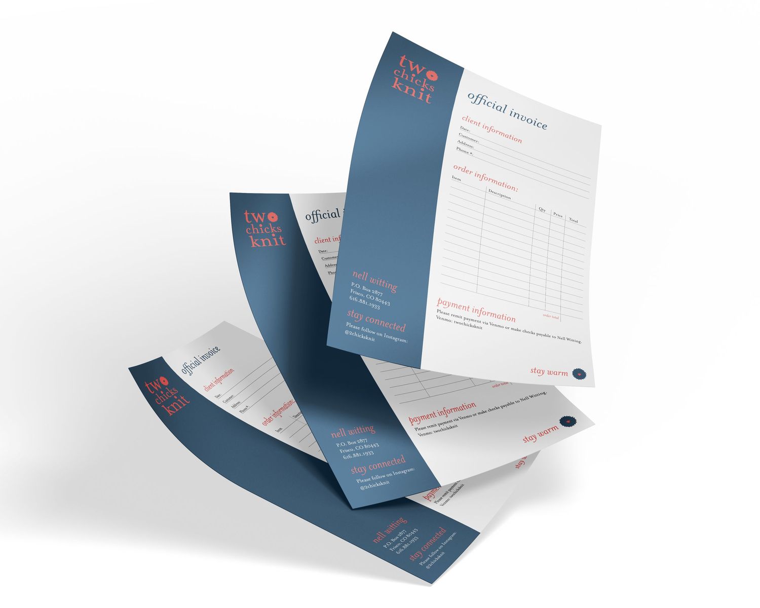 Two Chicks Knit invoice form