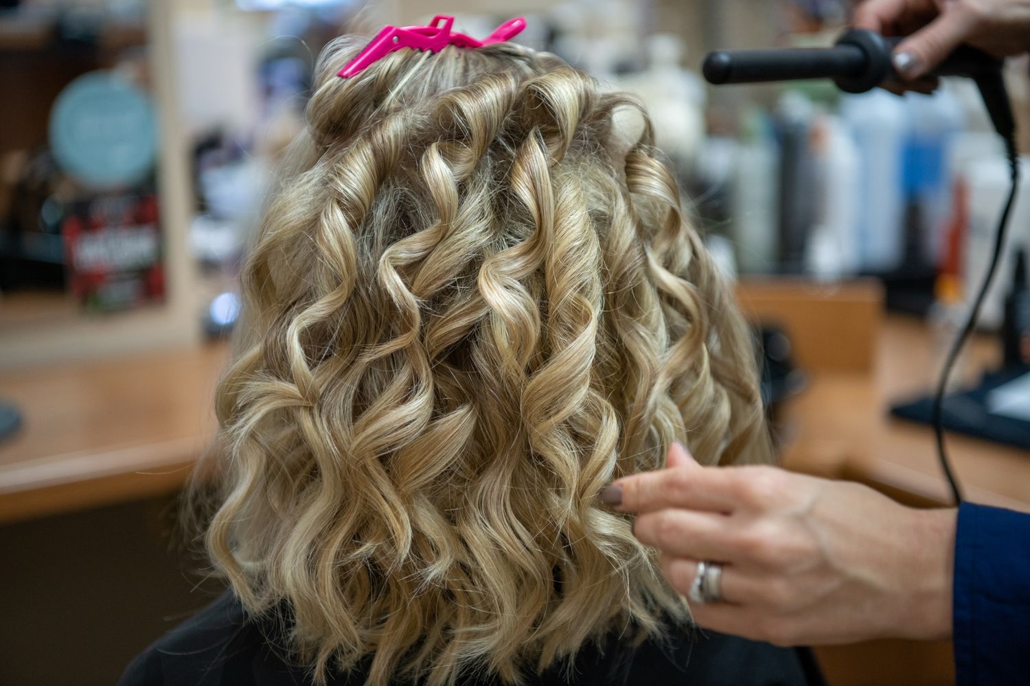 model, Hanna gets hair styled by Jodi Lynn Passow of Lasata Salon for a fashion shoot at Kathleen Murphy Photography
