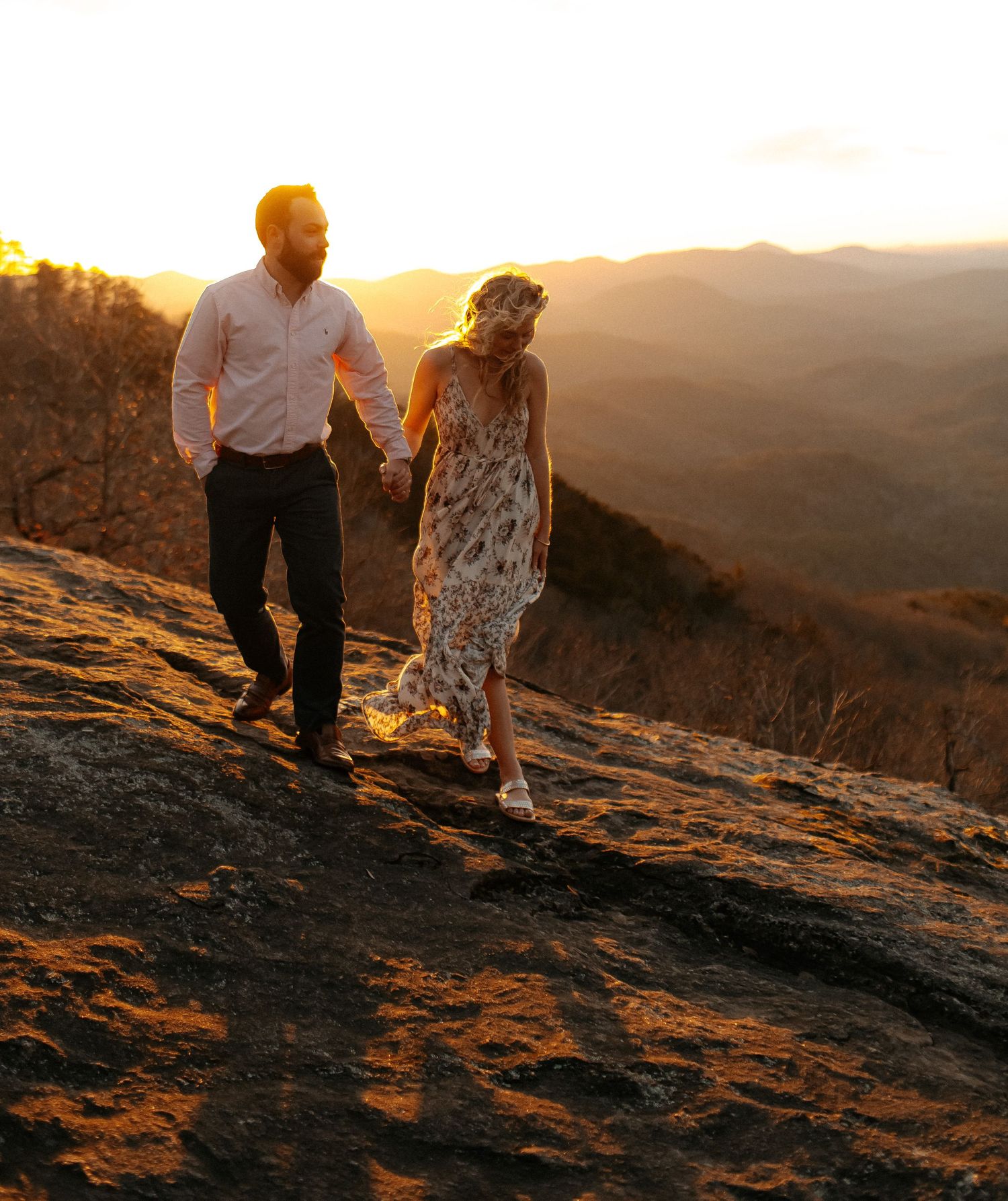 Preachers rock woody gap Appalachian trail mountains engagement session Rebekah Sage photo north Georgia photographer